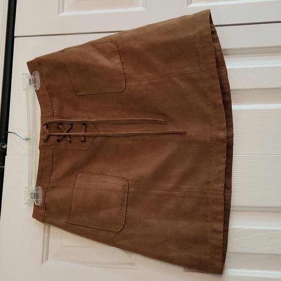 Hollister Dresses & Skirts - Hollister brand, brown suede skirt, Size 7 Juniors.